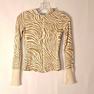 Miss Blumarine Made in Italy Tween 12 Sweater Hoodie Zebra Sequin Wool Holiday